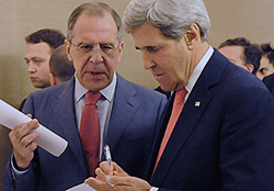 John Kerry and Sergey Lavrov after concluding the Iranian nuclear deal, Wikimedia Commons