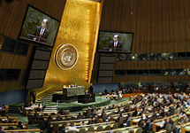 UN Secretary-General Ban Ki-Moon addresses the 2010 NPT Review Conference in New York