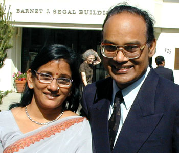 Lall and his wife celebrate