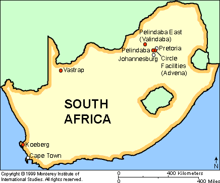 South Africa Map of Nuclear Facilities