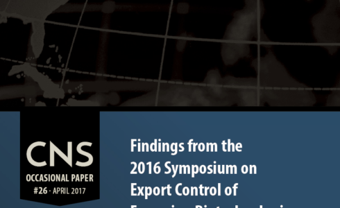Occasional Paper #26: Findings from the 2016 Symposium on Export Control of Emerging Biotechnologies