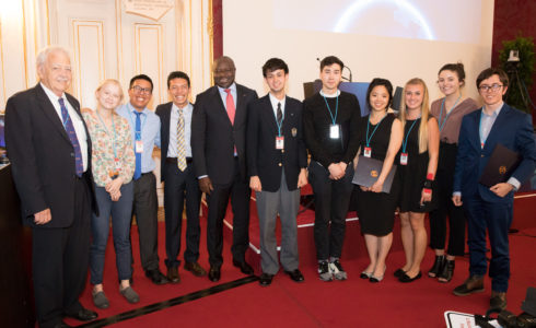 : CIF students and teacher with Dr. Lassina Zerbo and other CTBTO Youth members at the “Advocacy Tombola” session. Photo credit: CTBTO.