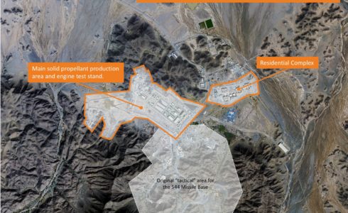 Probable solid propellant missile plant Al Dawadmi, Saudi Arabia. Annotations by Jeffrey Lewis and Dave Schmerler. (Source: Planet Labs)