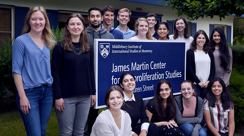 CNS Summer Interns Group Photo in Front of CNS Sign