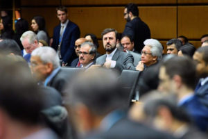 Iran’s representative to the IAEA, Kazem Gharib Abadi, during the agency’s Board of Governors meeting, March 2020.