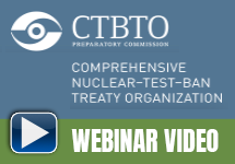 CTBTO Logo and Webinar Video banner with video play button