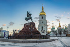 Monument to Bohdan Khmelnitsky with St. Sophia Cathedral in the background in Kyiv, Ukraine (Src: Shutterstock)