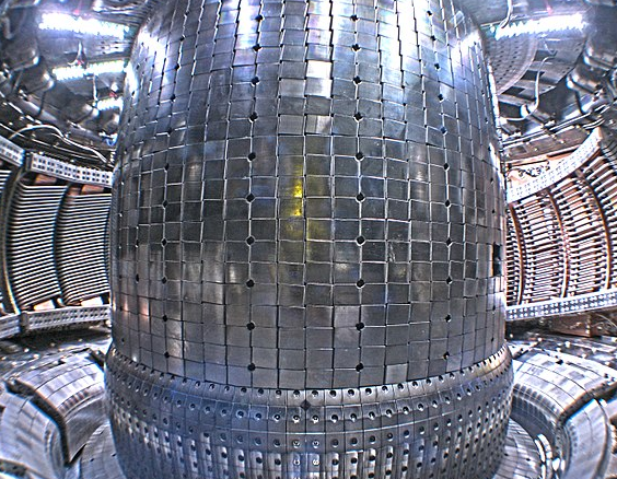 round metal room with a large metal column