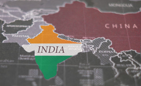 Map highlighting India and China