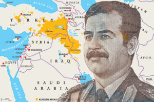 Saddam Hussein and Kurdish areas in the Middle East (Src: Shutterstock)