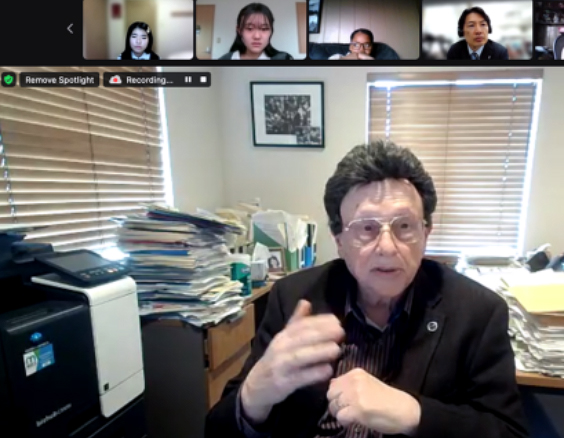 Bill Potter addressing students in an online conference
