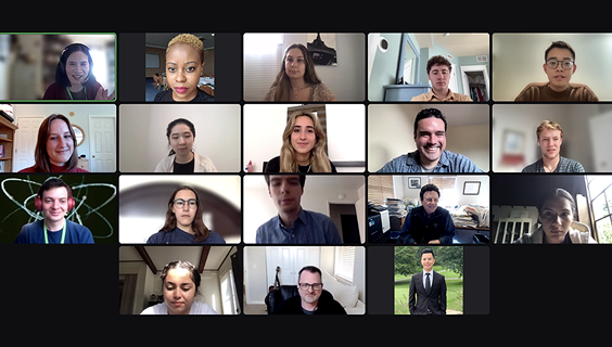 Screens of 18 participants during an online meeting