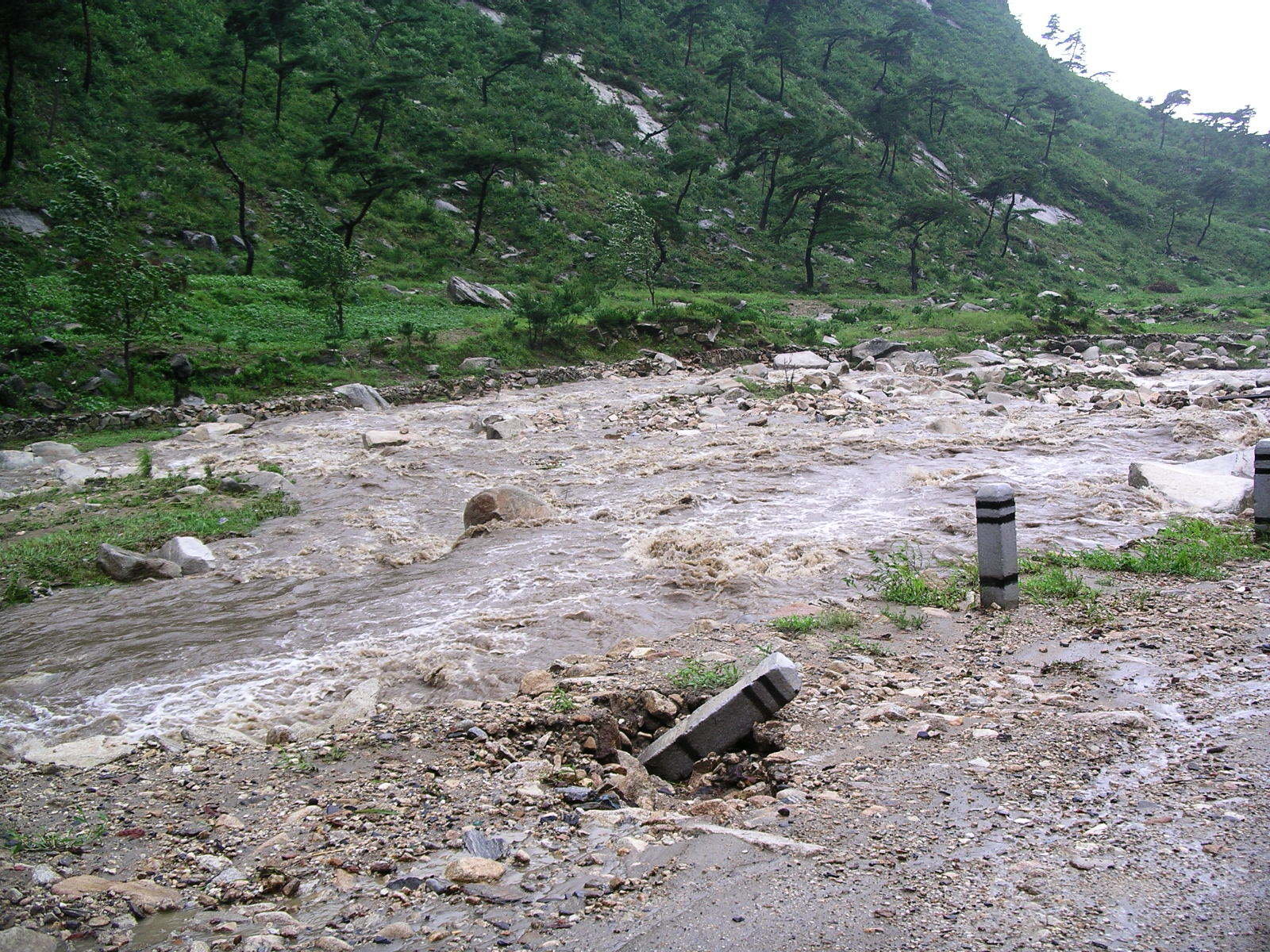 A road swept out by rain waters