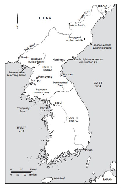 Map of the North Korean Peninsula