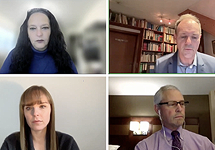 Four participants on a video call