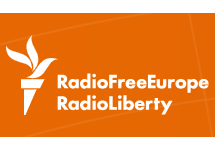 Logo of a torch with 3 flames and says Radio Free Europe / Radio Liberty