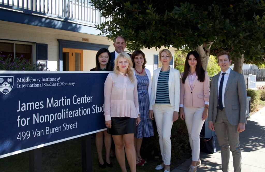 Fall 2019 Fellows from China, Ukraine, Serbia and Costa Rica with Visiting Fellows program director Jean du Preez and Ms. Margarita Kalinina-Pohl, CNS program director for CBRN security