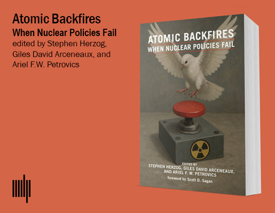 Book cover with a dove landing on the nuclear button