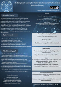 Flyer for Intensive Course on Radiological Security for Policy Students and Professionals