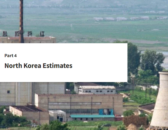 Heading text Part 4: North Korea Estimates with nuclear plant in the background