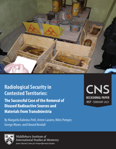 Report cover image of crates with radiological materials inside. : Experts from the National Agency for Regulation of Nuclear and Radiological Activities of the Republic of Moldova (NARNRA) verify the submitted inventory of sources at the JSC Moldova Steel Works in November 2014