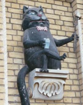 Cat Behemoth from “the Master and Margarita” adorns the outside of Bulgakov's house