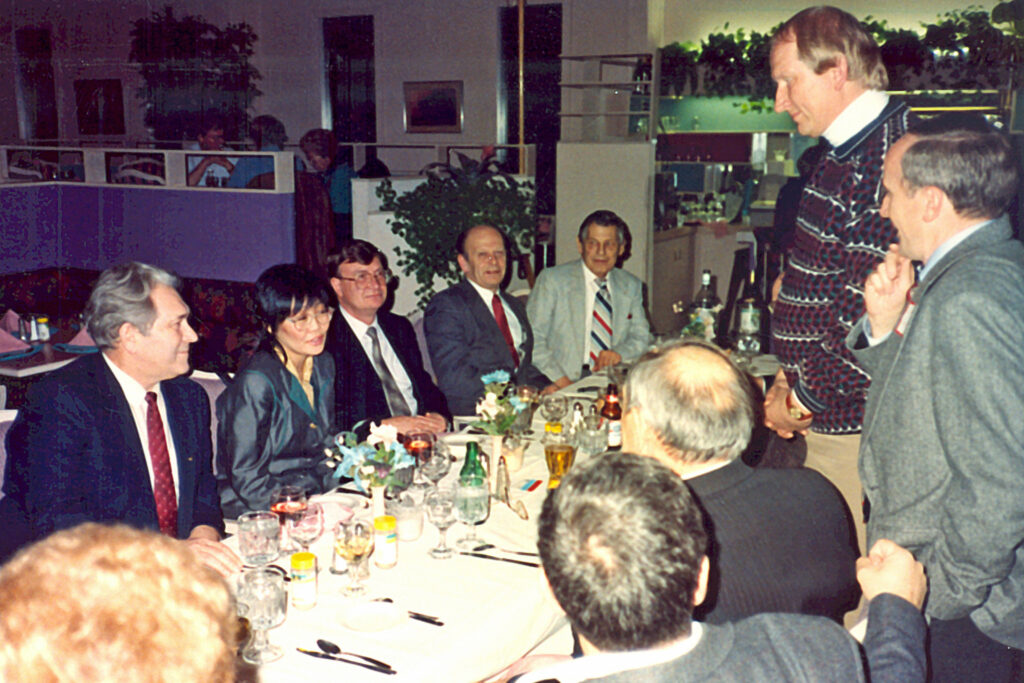 People seated around a dinner table