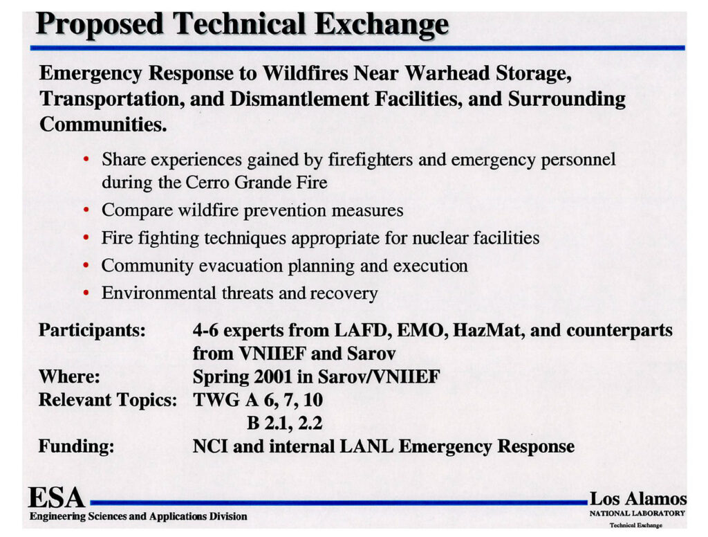 Sheet with the title Proposed Technical Exchange