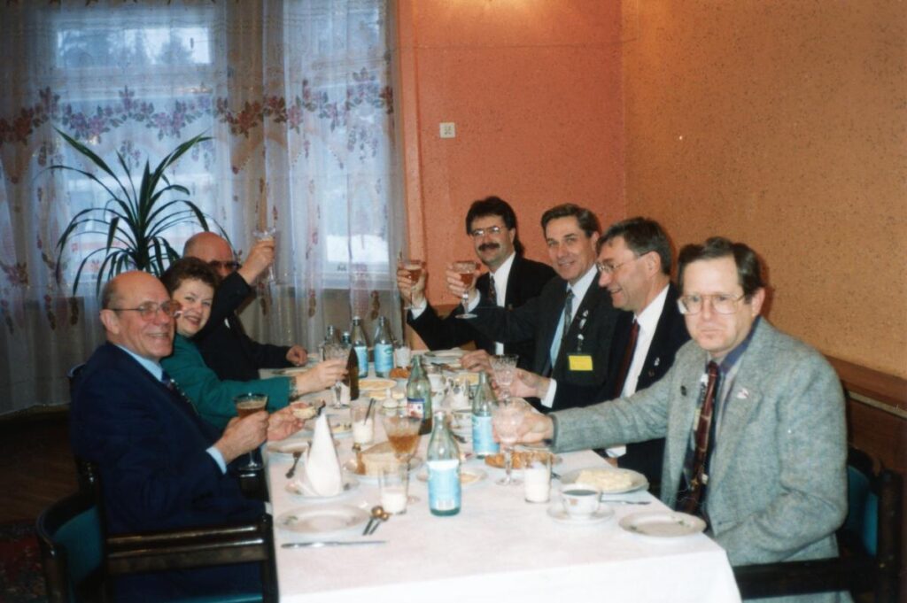 Group seated at a dining table