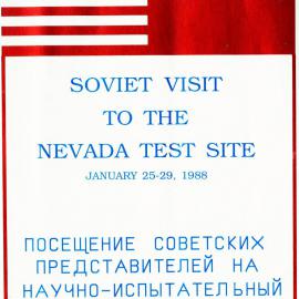 Cover page of the program for introductory visit of the Soviet specialists to the Nevada Test Site. January 1988