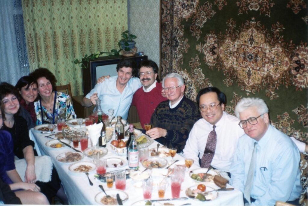 Group seated at a dining table.