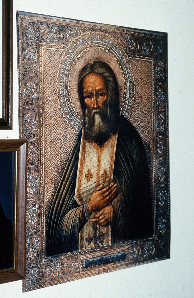 Photo of a painted religious icon.